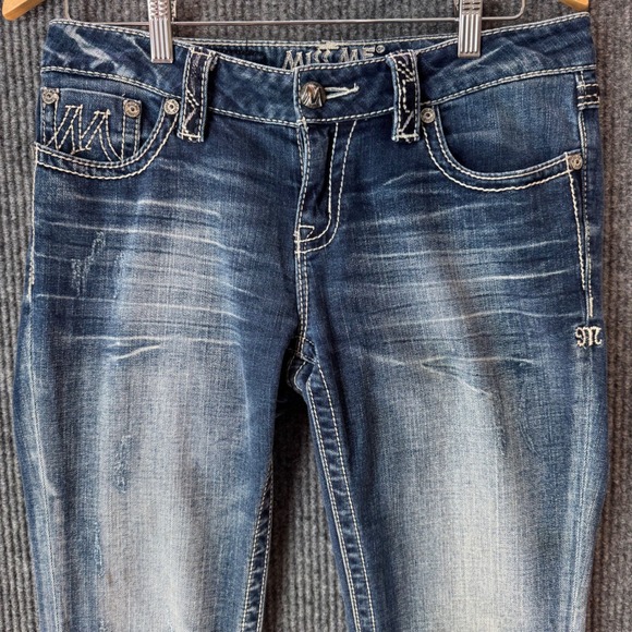 Miss Me Jeans 27 Easy Boot Buckle Exclusive Y2K Bling M Series Rhinestone - Picture 5 of 10